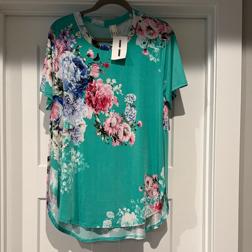 Bellamie Teal Floral Blouse